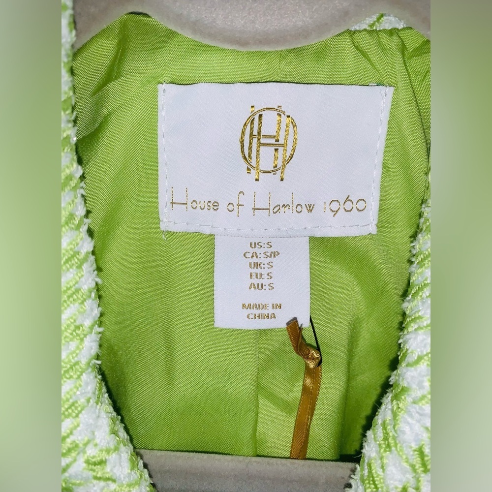 NWT House of Harlow 1960 Lime Green Houndstooth Blazer - Size Small - Picture 4 of 13